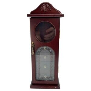 Upright Jewelry Chest Cabinet Box Ring Compartment Mahogany Finish Drawers Glass